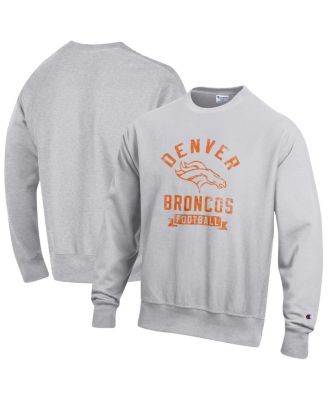 Champion - Men's Heather Gray Denver Broncos Reverse Weave Fleece Pullover Sweatshirt