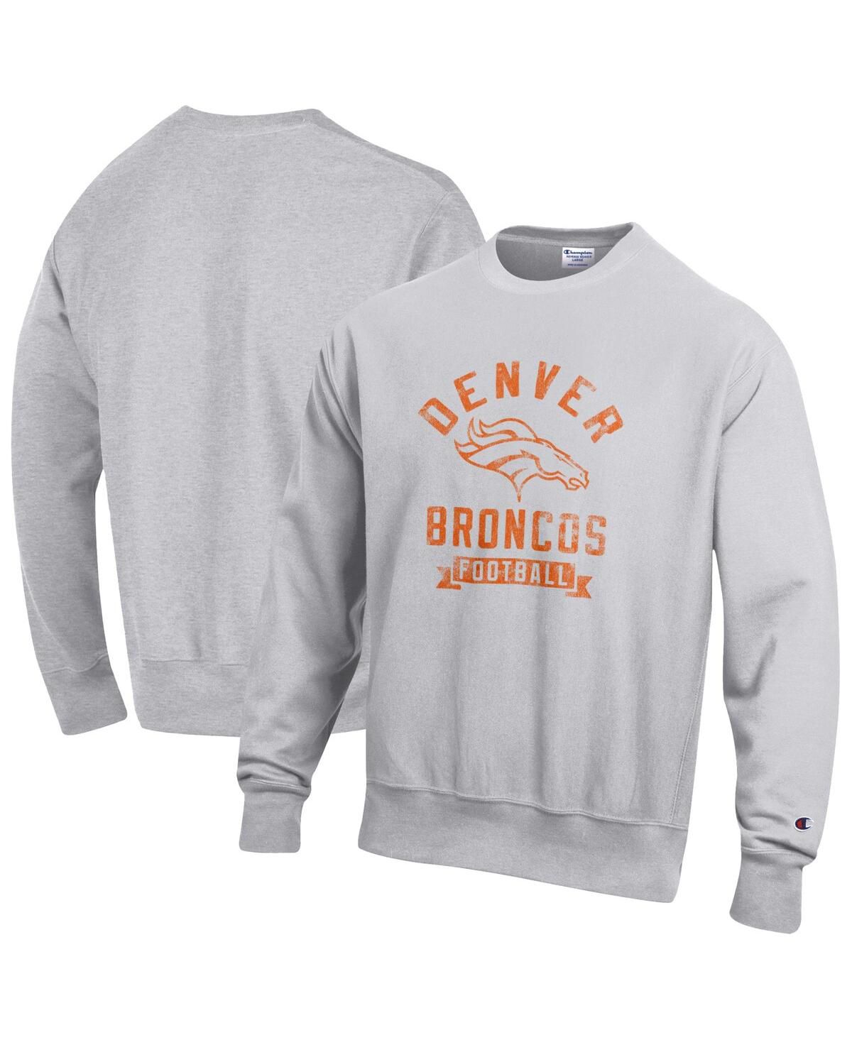 Мужская флисовая толстовка-пуловер с обратным плетением Denver Broncos из вереска серого цвета для мужчин