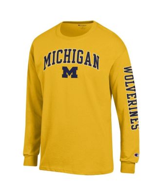 Men's Maize Michigan Wolverines Arch Over Logo 2-Hit Long Sleeve T-Shirt
