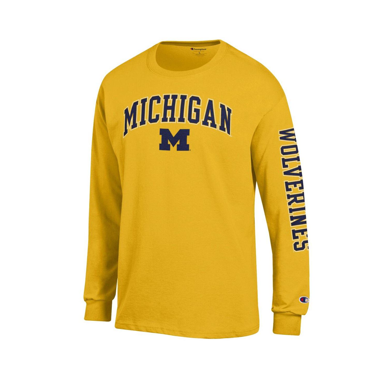 Men's Maize Michigan Wolverines Arch Over Logo 2-Hit Long Sleeve T-Shirt