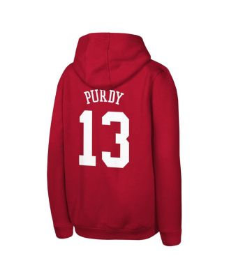 Big Boys and Girls Brock Purdy Scarlet San Francisco 49ers Mainliner Player Name Number Hoodie