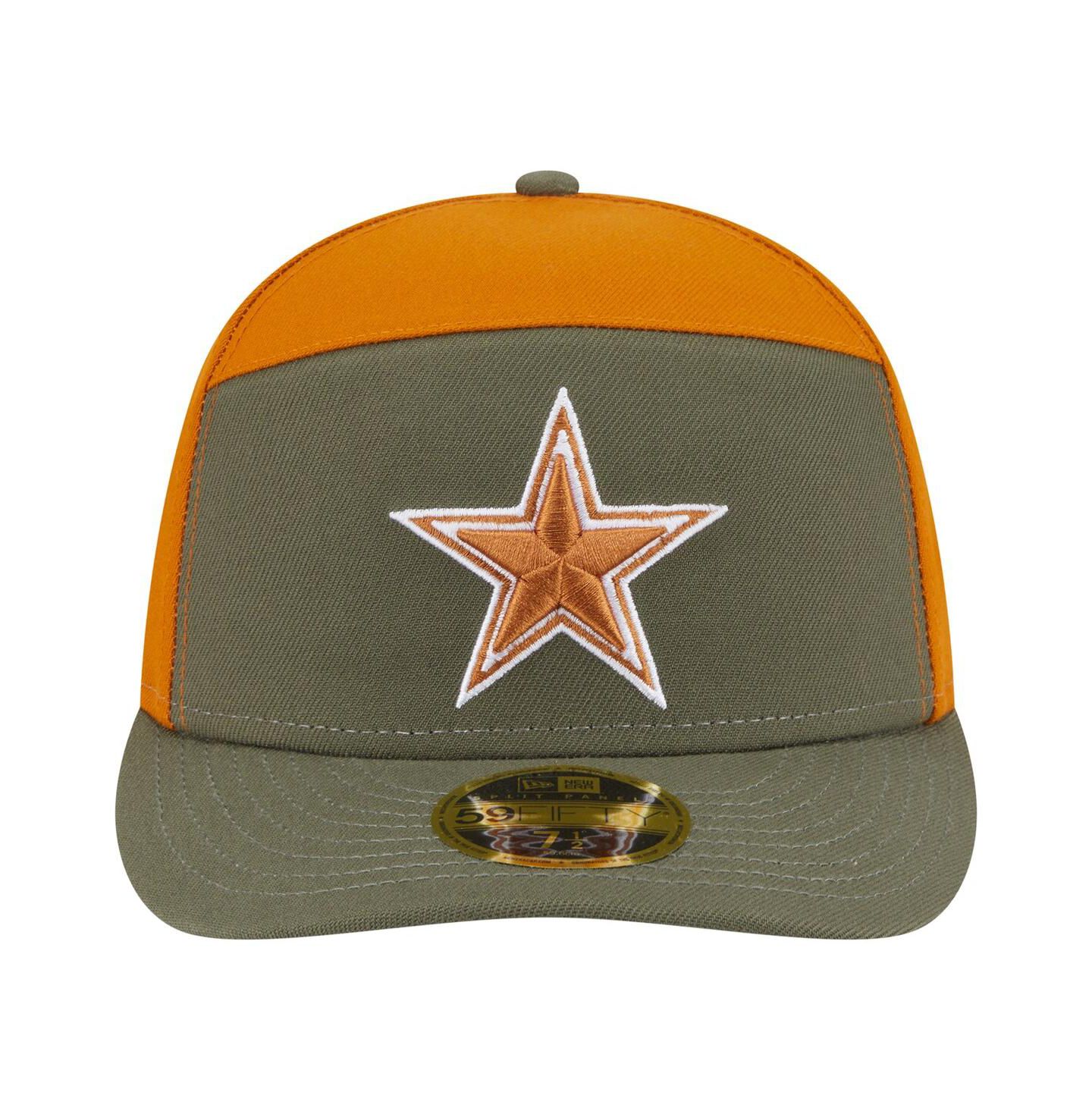 Мужские головные уборы New Era Olive/Brown Dallas Cowboys 2-Tone Color Pack Split Panel 59FIFTY Fitted Hat — фото 2
