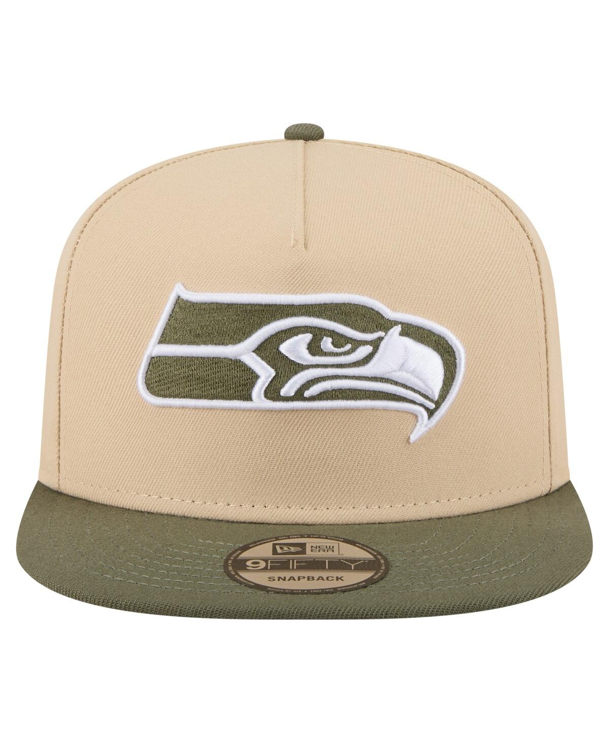 New Era Men's Khaki/olive Seattle Seahawks Color Pack A-frame 9fifty Snapback Hat In Neutral
