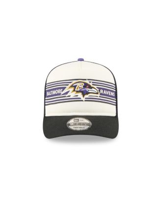 Men's Cream/Black Baltimore Ravens Banner A-Frame 9FIFTY Trucker Snapback Hat