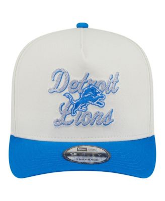 Men's Cream/Blue Detroit Lions Chainstitch A-Frame 9FIFTY Adjustable Hat