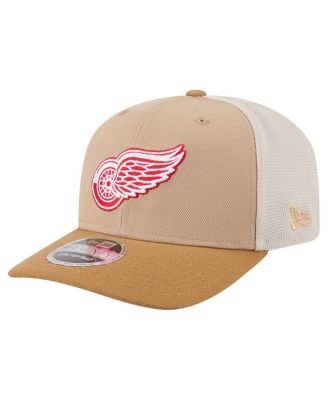 New Era - Men's Tan/Light Brown Detroit Red Wings Two-Tone Trucker 9SEVENTY Stretch Snap Adjustable Hat