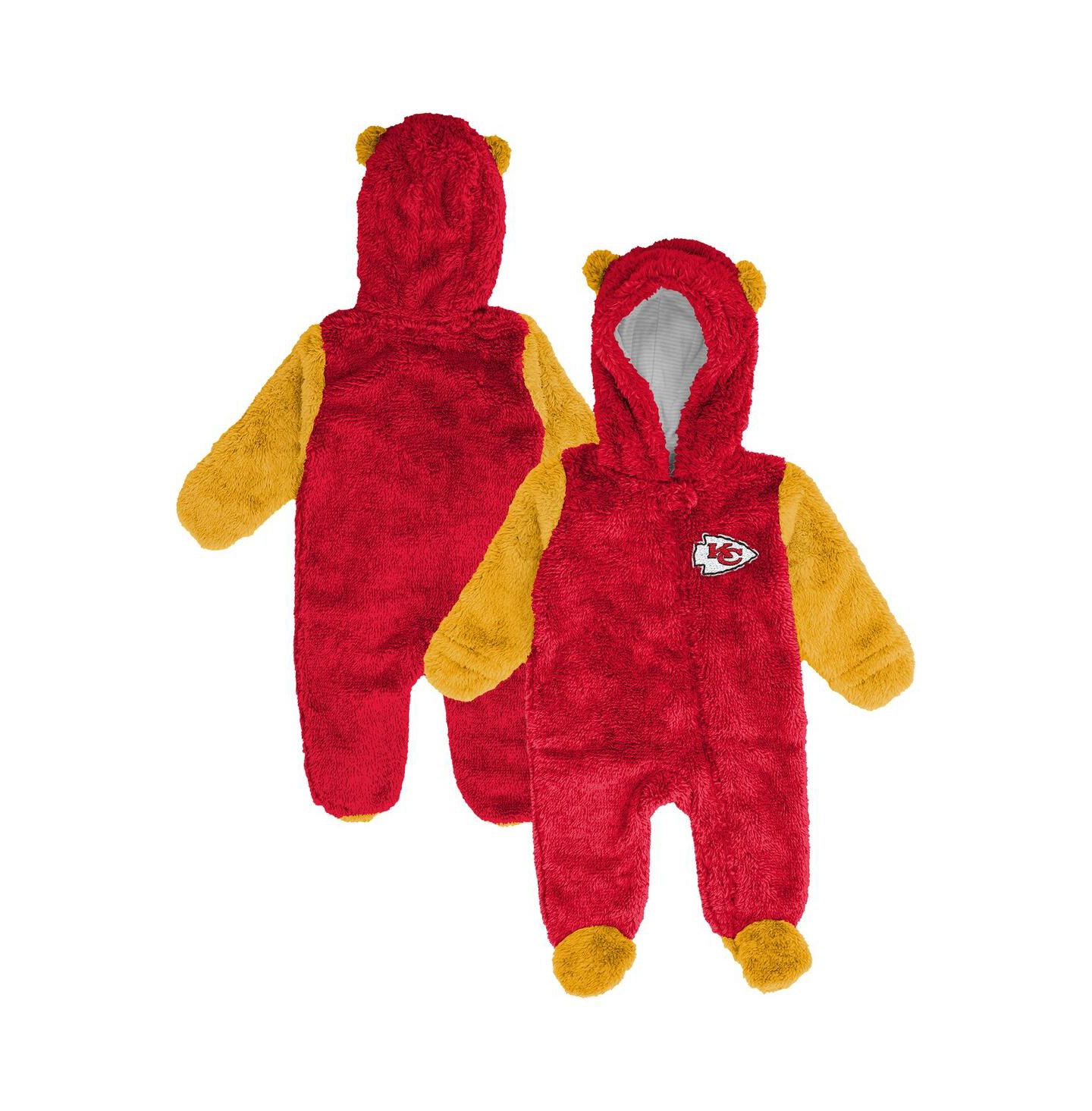 Outerstuff Baby Boys and Girls Red Kansas City Chiefs Stay Napping Fleece Bunting Full-Zip Sleeper — фото 1