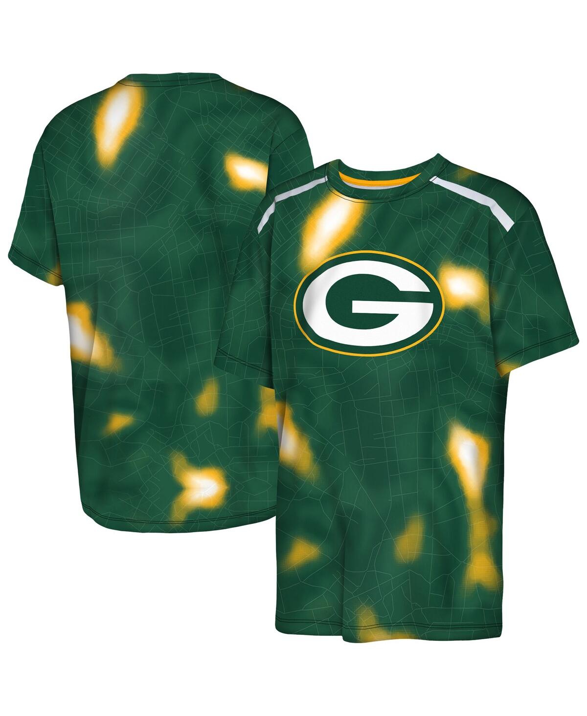 Outerstuff Big Boys And Girls Green Bay Packers End Zone Dri-tek T-shirt In Green