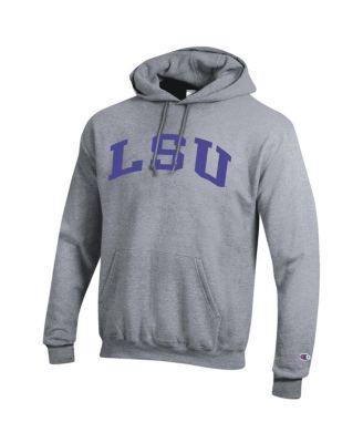 Men's Heather Gray LSU Tigers Basic Arch Fleece Pullover Hoodie