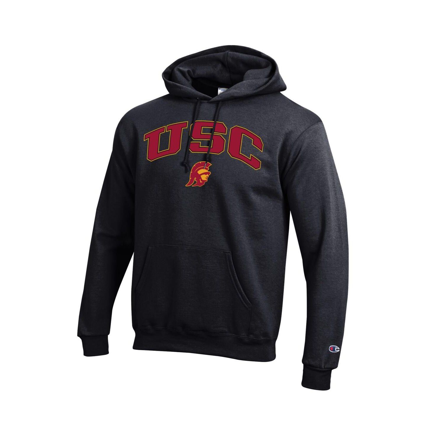 Мужское худи Champion Crimson USC Trojans Arched Logo Fleece Pullover, цвет: Чёрный — фото 3