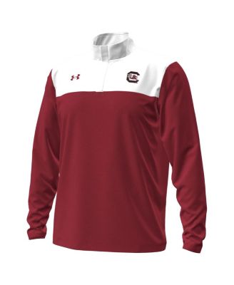 Men's Garnet/White South Carolina Gamecocks Green Blocked Quarter-Zip Pullover Hoodie
