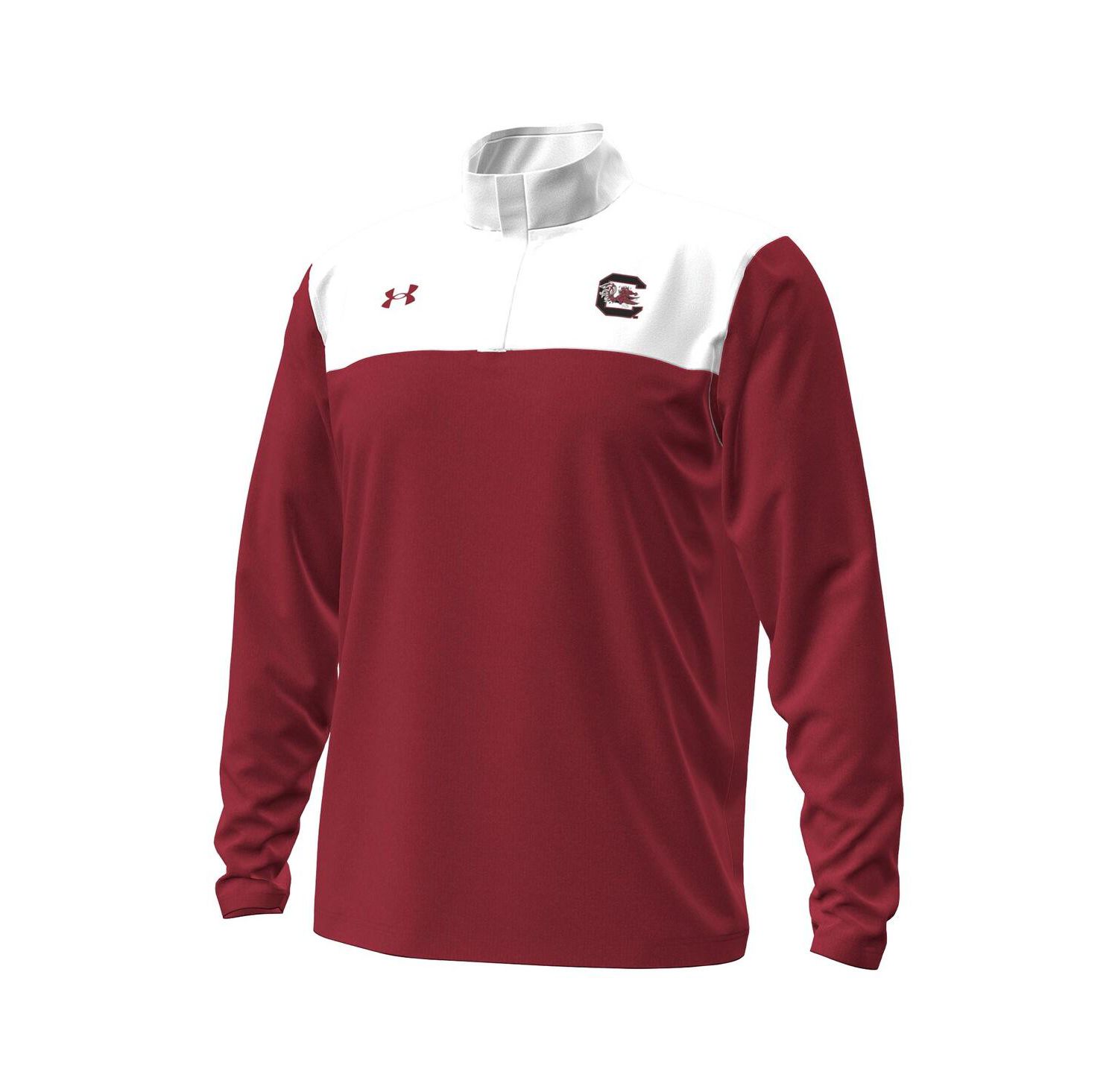 Men's Garnet/White South Carolina Gamecocks Green Blocked Quarter-Zip Pullover Hoodie