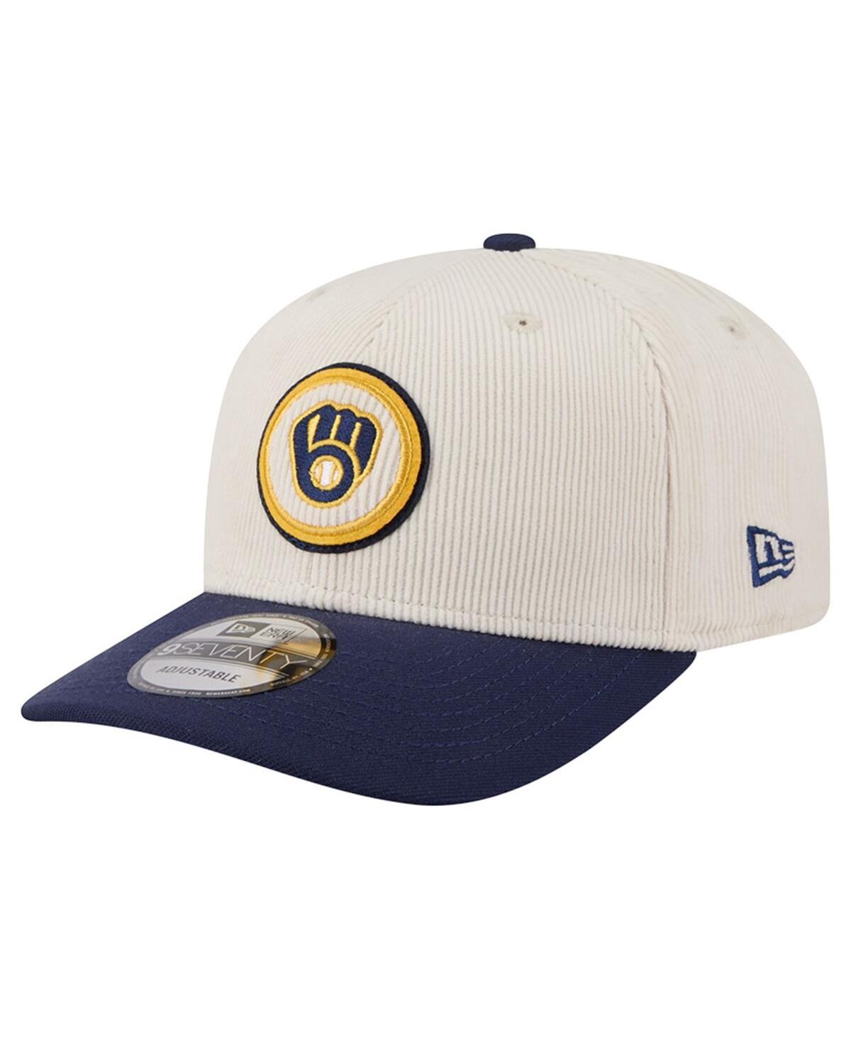 New Era Men's Cream/navy Milwaukee Brewers Loyal 9seventy Adjustable Hat In Neutral