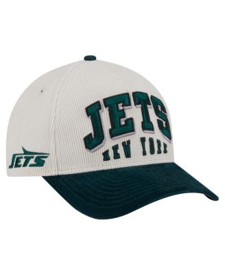 New Era - Men's Cream/Green New York Jets Two-Tone Sided Corduroy 9FORTY A-Frame Adjustable Hat