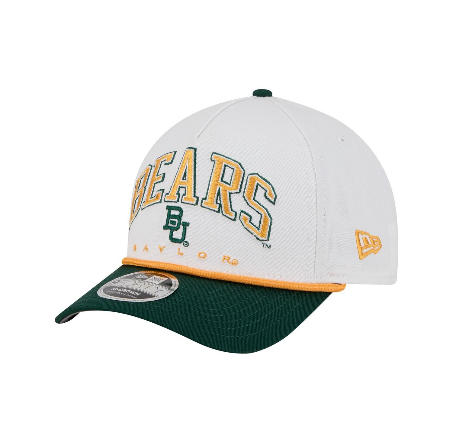 Men's White/Green Baylor Bears Arch Two-Tone Rope 9FORTY A-Frame M-Crown Adjustable Hat
