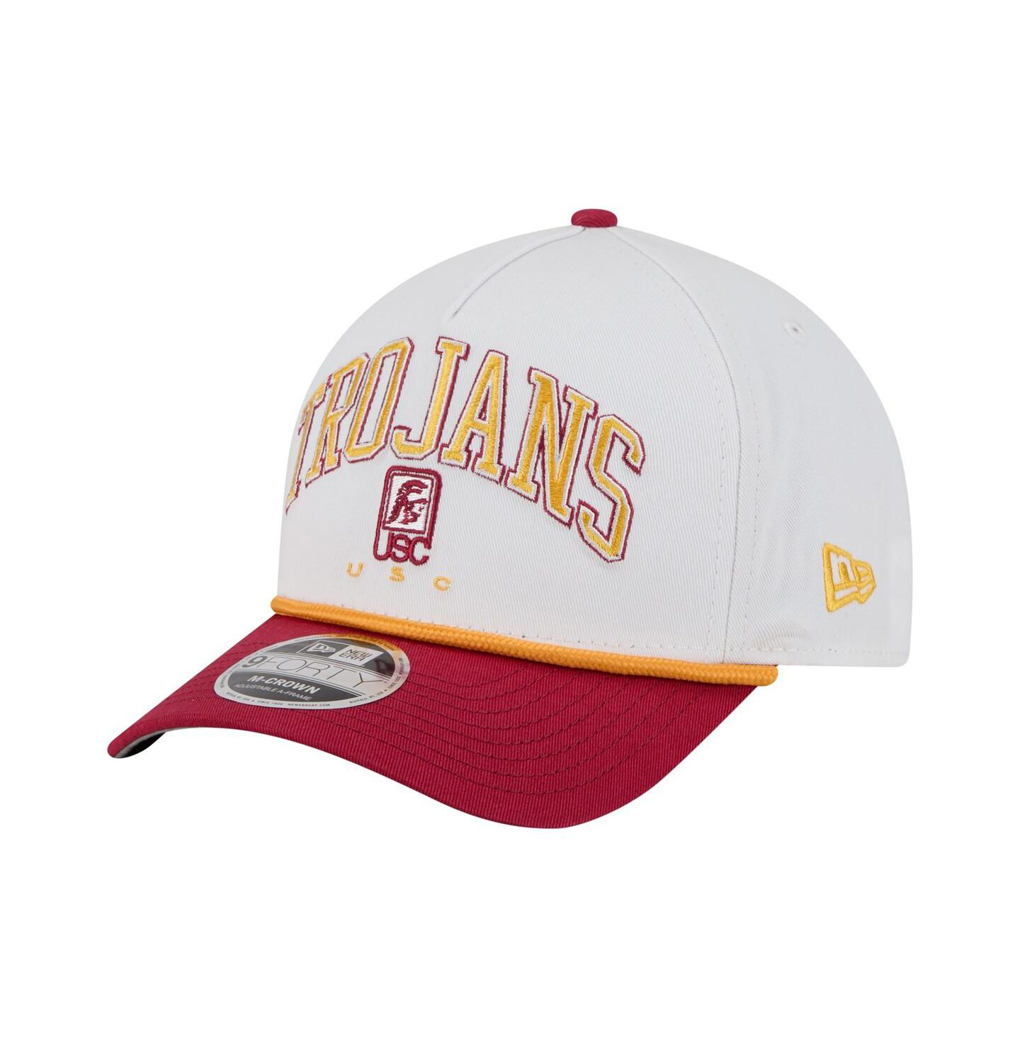 Мужская кепка New Era White/Cardinal USC Trojans Arch Two-Tone Rope 9FORTY A-Frame M-Crown Adjustable Hat — фото 1