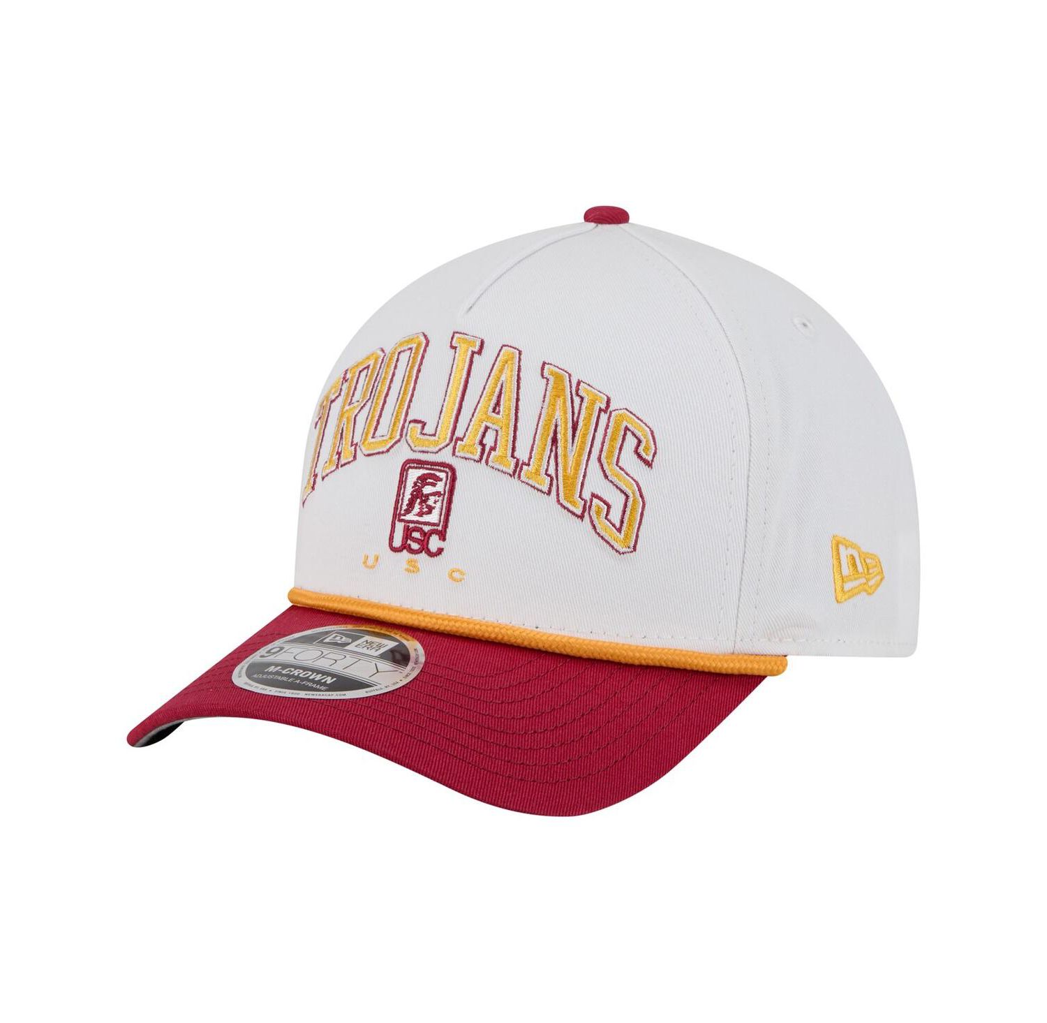 Men's White/Cardinal USC Trojans Arch Two-Tone Rope 9FORTY A-Frame M-Crown Adjustable Hat