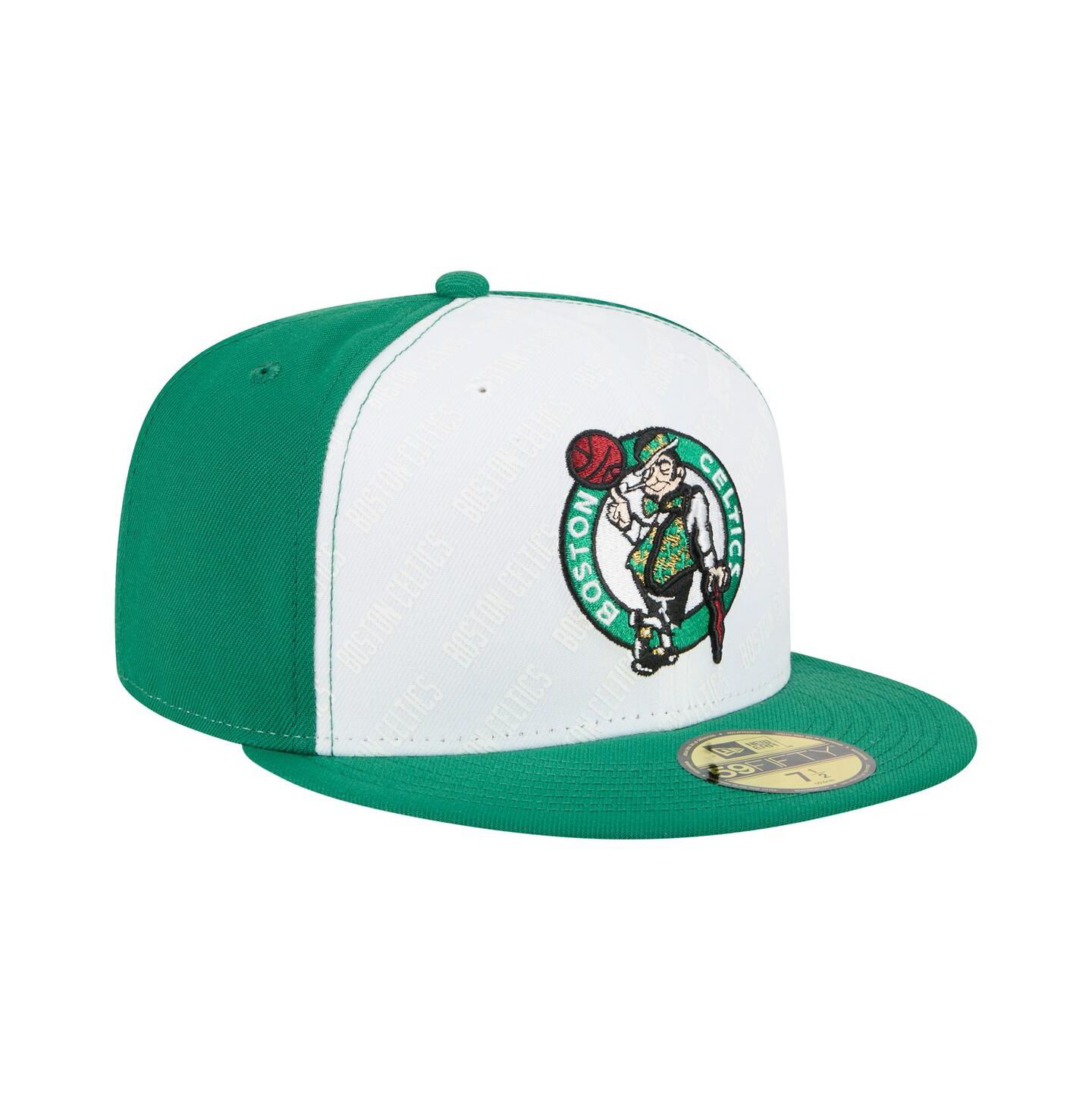 Мужская кепка New Era White/Kelly Green Boston Celtics Repeat 59Fifty Fitted Hat — фото 3