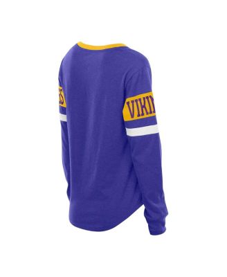 Women's Purple Minnesota Vikings Throwback Lace-Up Long-Sleeve T-Shirt