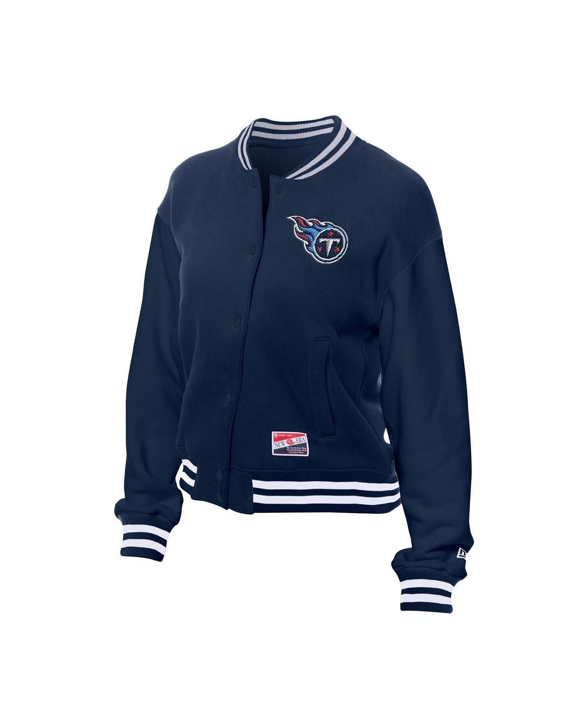 New Era Women's Navy Tennessee Titans Throwback Fleece Full-snap Jacket In Blue