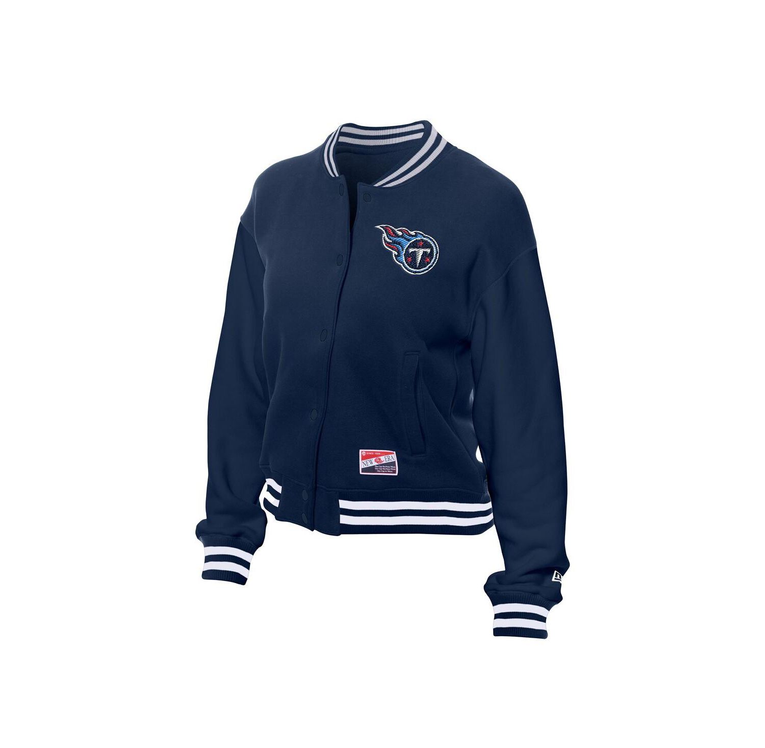 Women's Navy Tennessee Titans Throwback Fleece Full-Snap Jacket