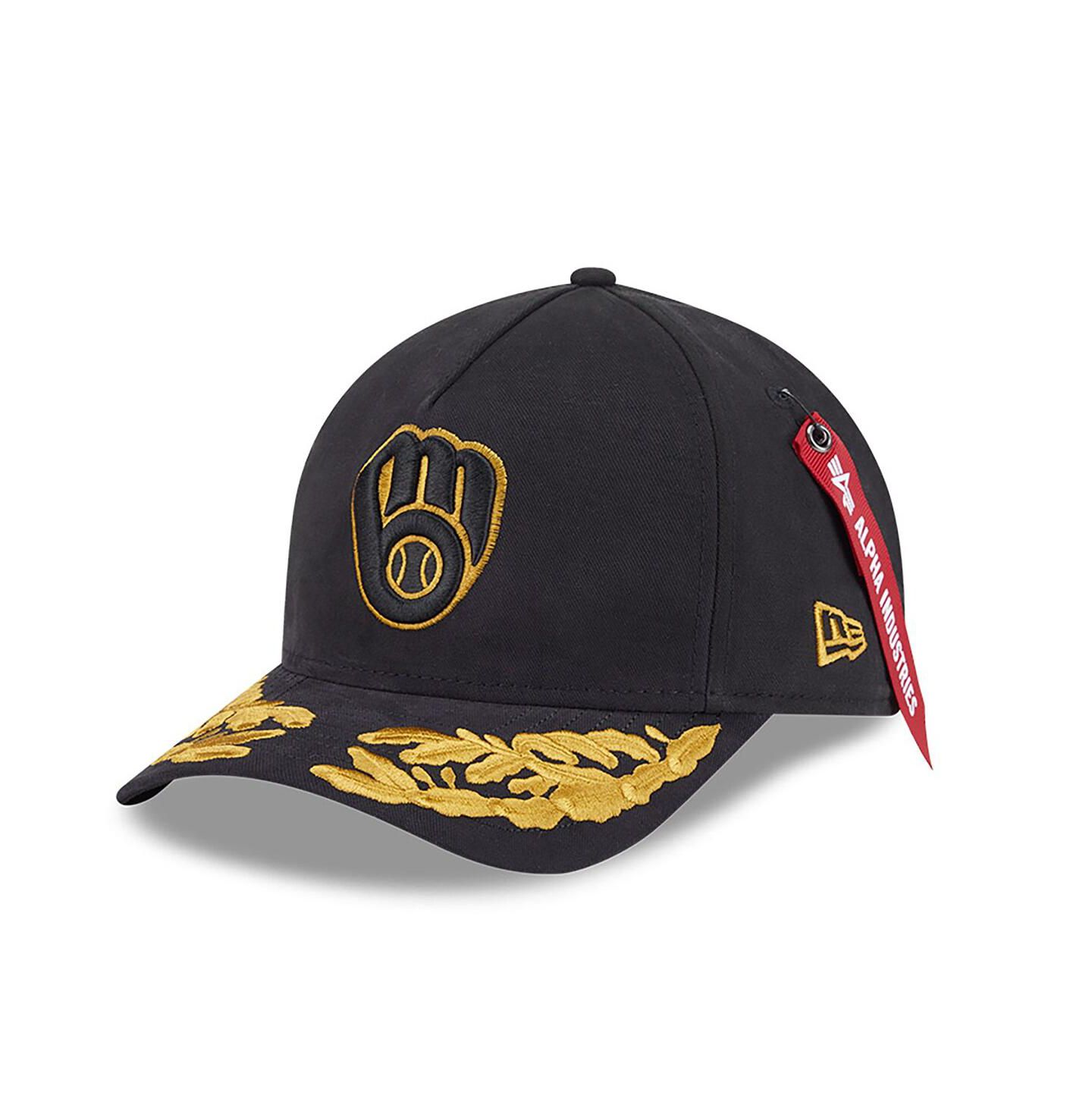 Мужская кепка New Era Black Milwaukee Brewers A-Frame 9FORTY Adjustable Hat — фото 1