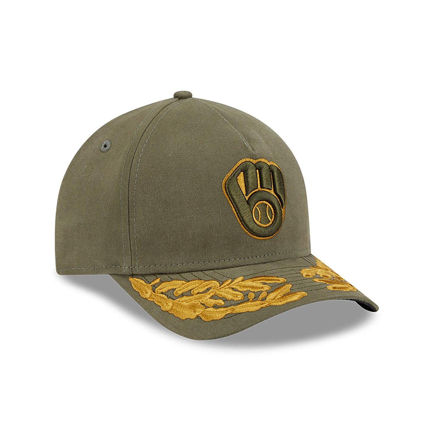 Men's Olive Milwaukee Brewers A-Frame 9FORTY Adjustable Hat