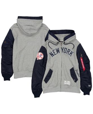 New Era - Men's Heather Gray/Navy New York Yankees Full-Zip Hoodie Jacket