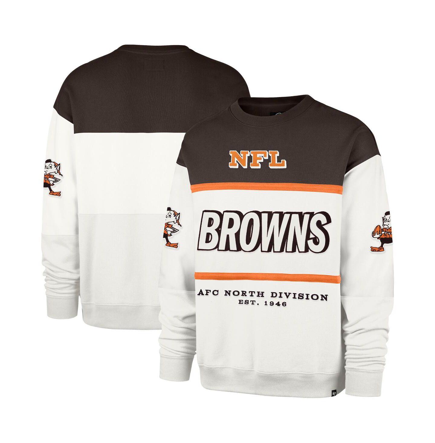 Мужская толстовка '47 Brand White Cleveland Browns Throwback Breeze Maximalist — фото 1