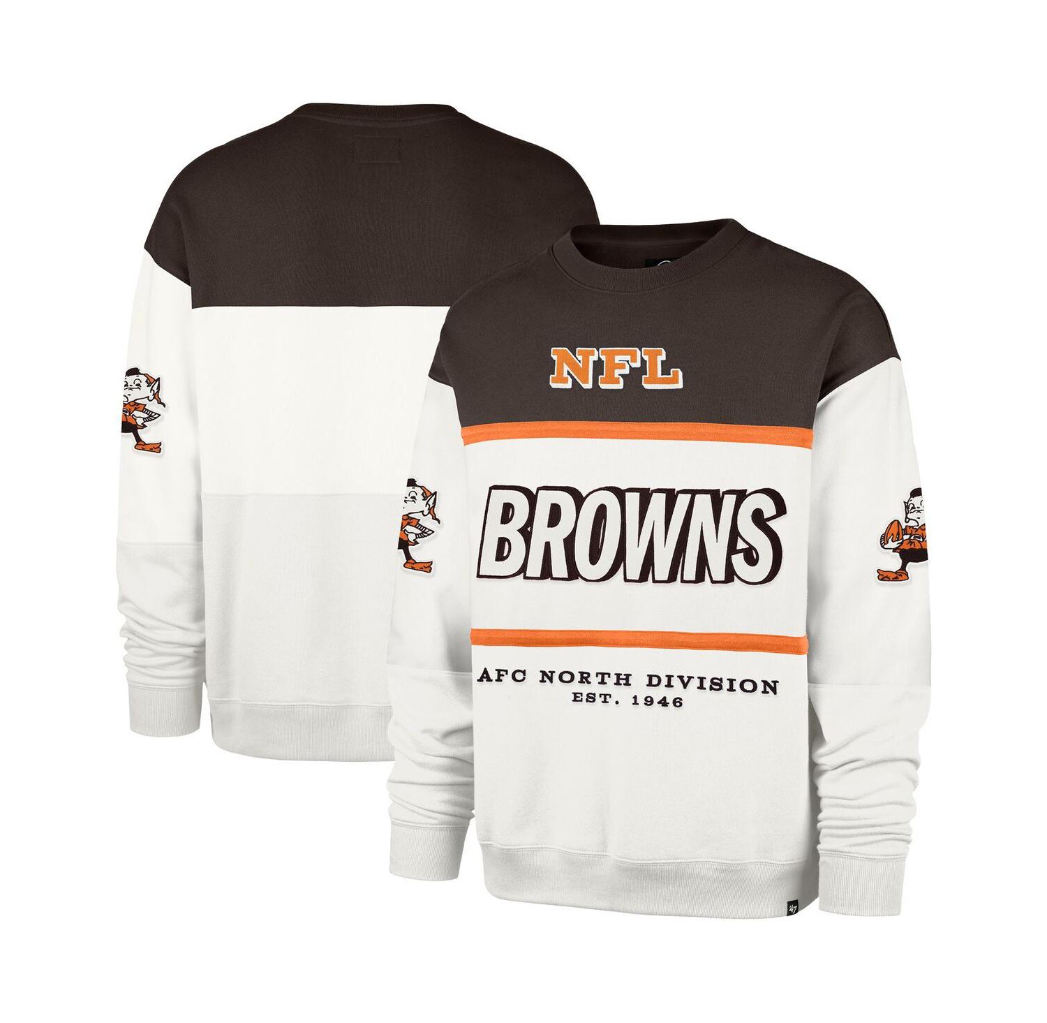 Men's White Cleveland Browns Throwback Breeze Maximalist Sweatshirt