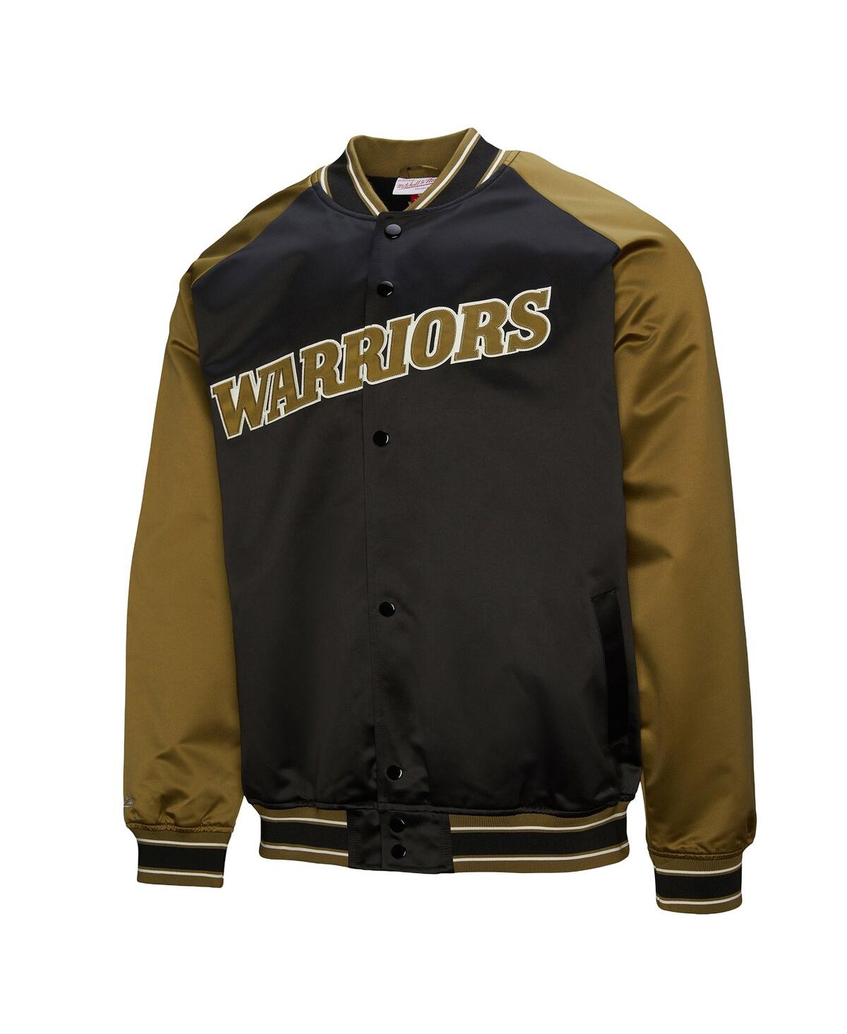 Mitchell & Ness Men's Olive/black Golden State Warriors Clutch Satin Raglan Full-snap Jacket In Green