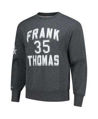 Men's Frank Thomas Heather Charcoal Chicago White Sox Legends Collection Vintage Logo Name Number Fleece Pullover Sweatshirt