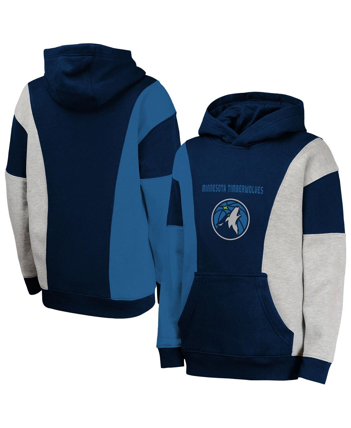 Outerstuff Big Boys And Girls Navy Minnesota Timberwolves Ace In The Hole Pullover Hoodie In Blue