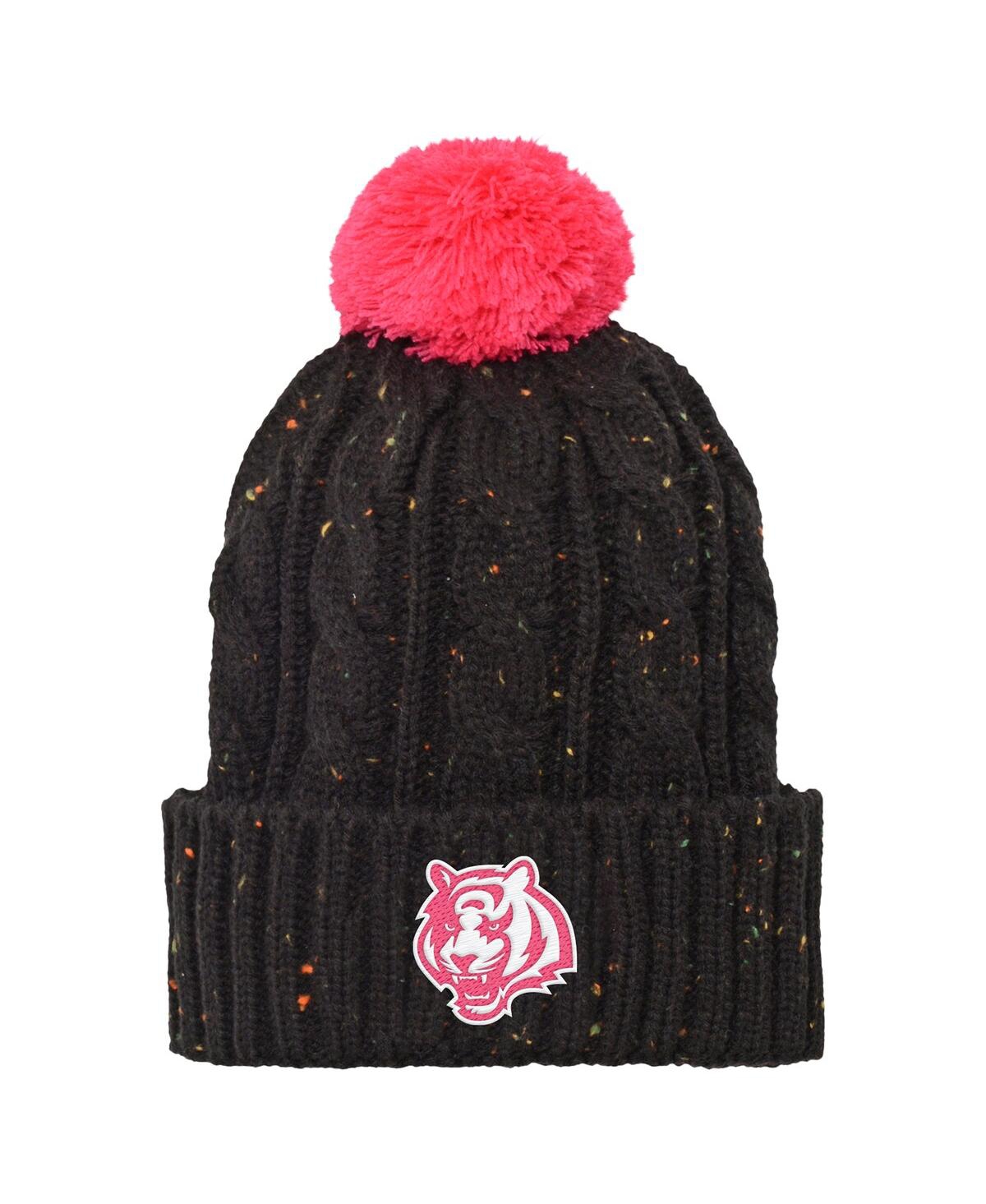 Outerstuff Big Girls Black Cincinnati Bengals Nep Yarn Cuffed With Pom Knit Hat In Black