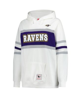 Women's White Baltimore Ravens Plus Size Head Coach Throwback Pullover Hoodie