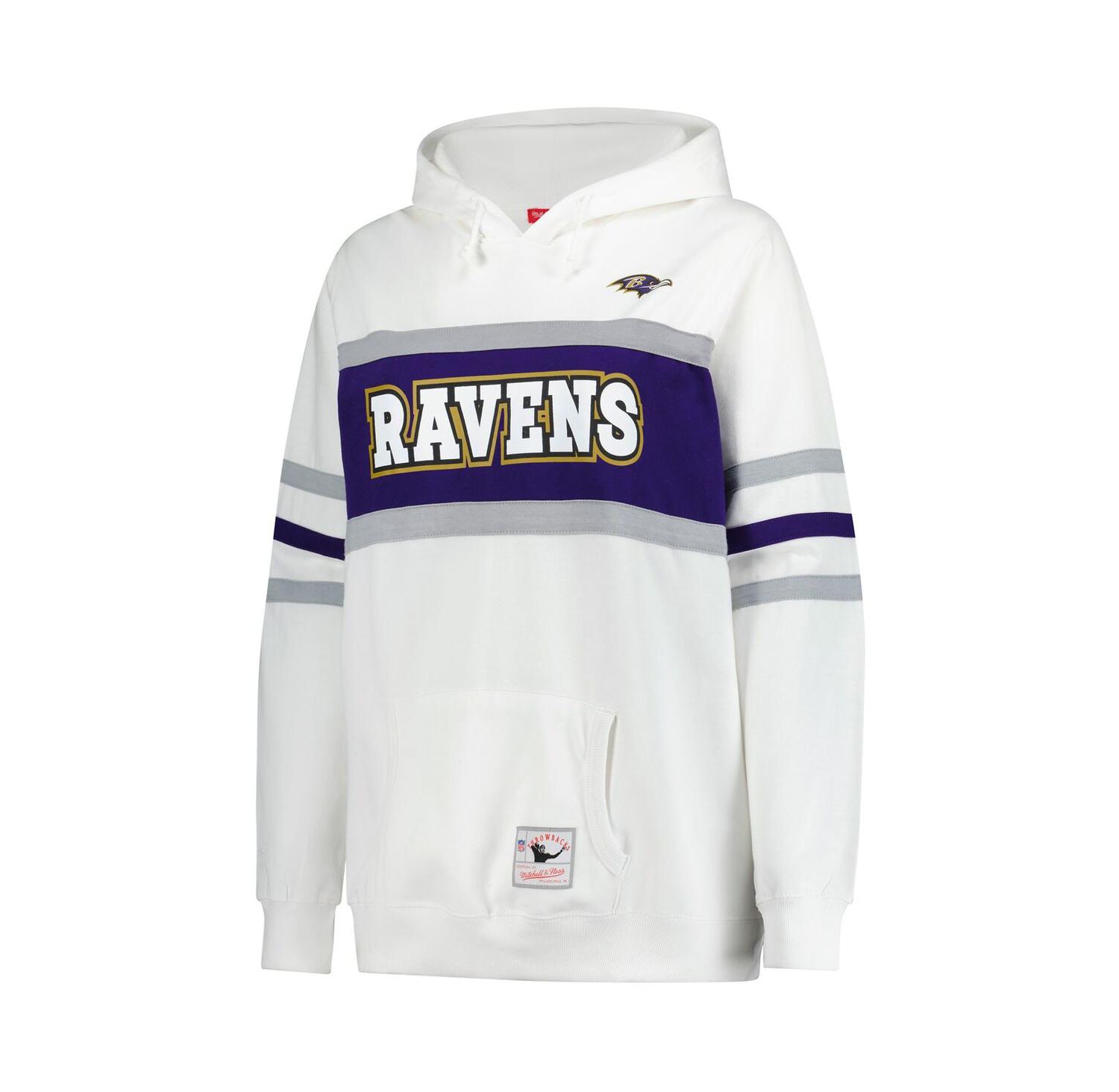 Women's White Baltimore Ravens Plus Size Head Coach Throwback Pullover Hoodie