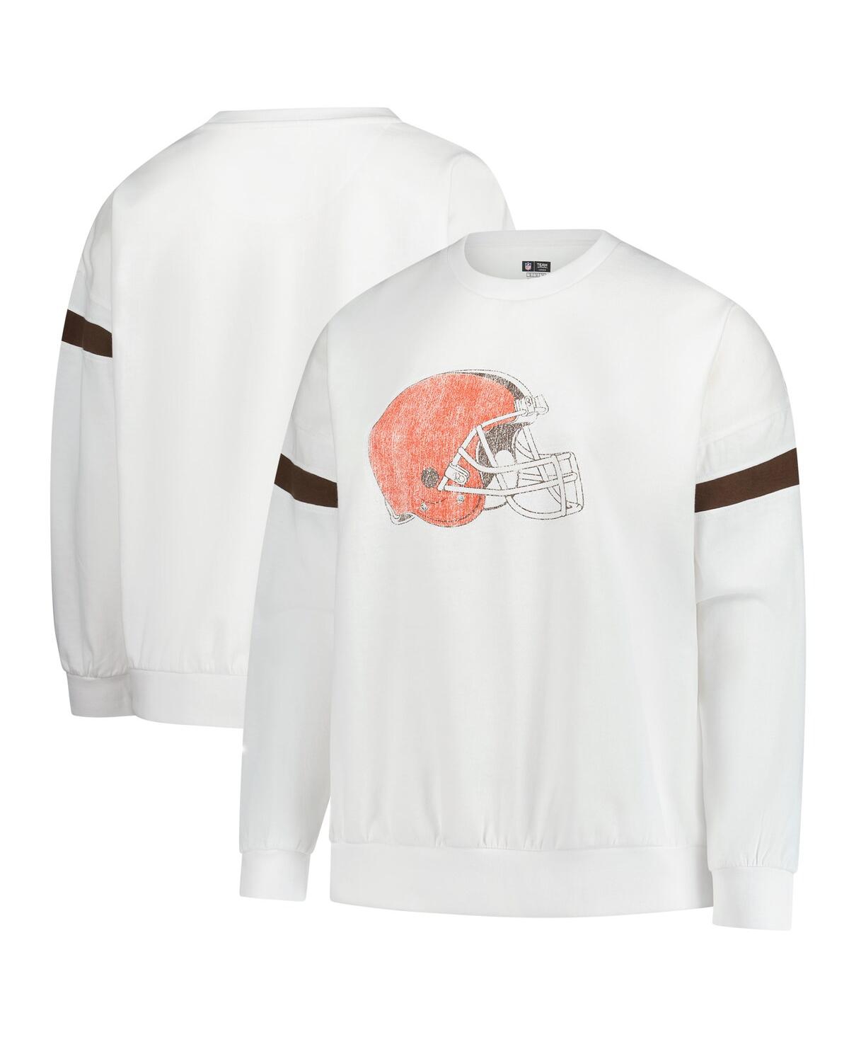 Fanatics Women'sâ White Cleveland Browns Plus Size Fleece Pullover Sweatshirt In White