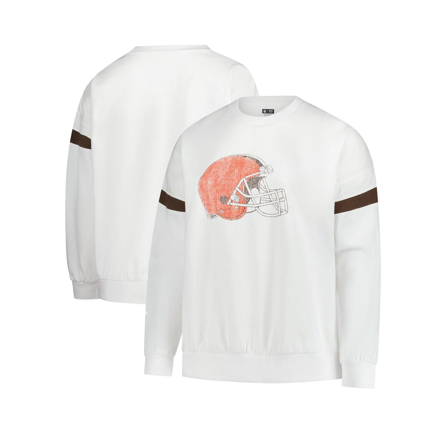 Women's White Cleveland Browns Plus Size Fleece Pullover Sweatshirt