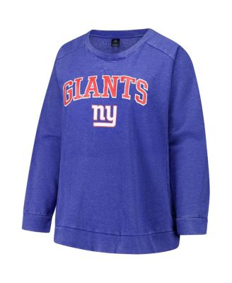 Women's Royal New York Giants Plus Size Acid Wash Raglan Sweatshirt