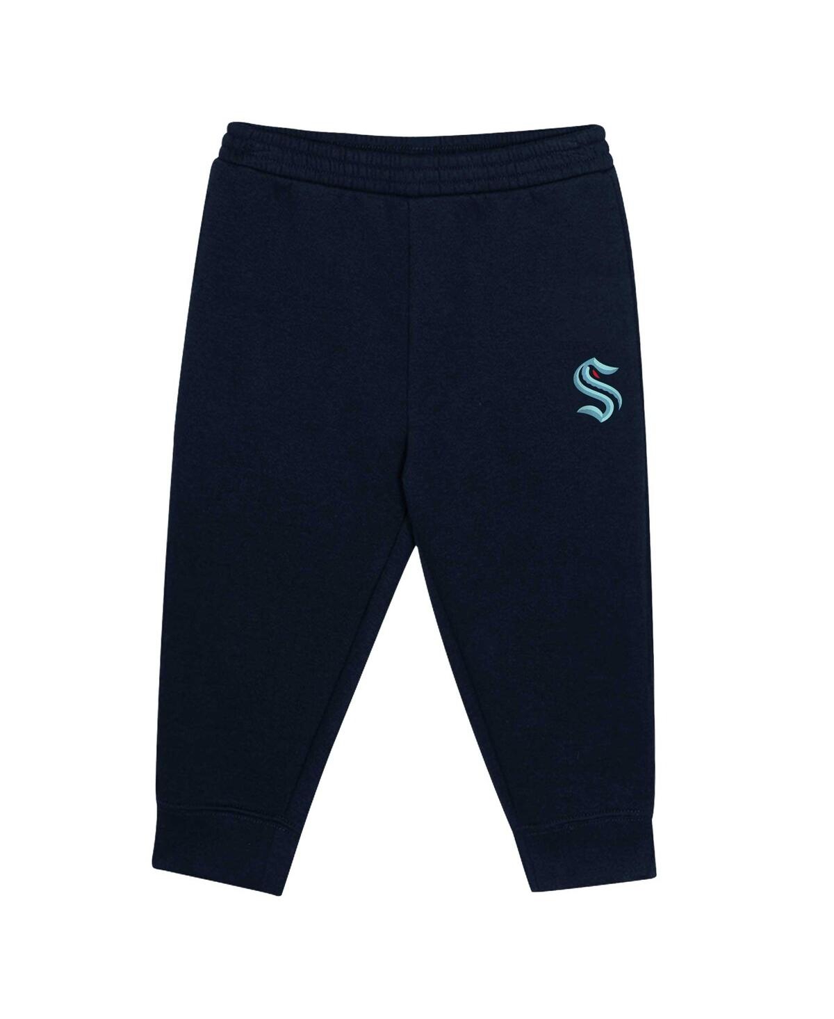 Outerstuff Toddler 2-piece Deep Sea Blue/light Blue Seattle Kraken Puck Hero Fleece Hoodie And Sweatpants Set In Black