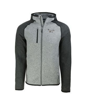 Men's Heather Gray/Heather Charcoal Philadelphia Eagles Throwback Mainsail Sweater-Knit Full-Zip Hoodie
