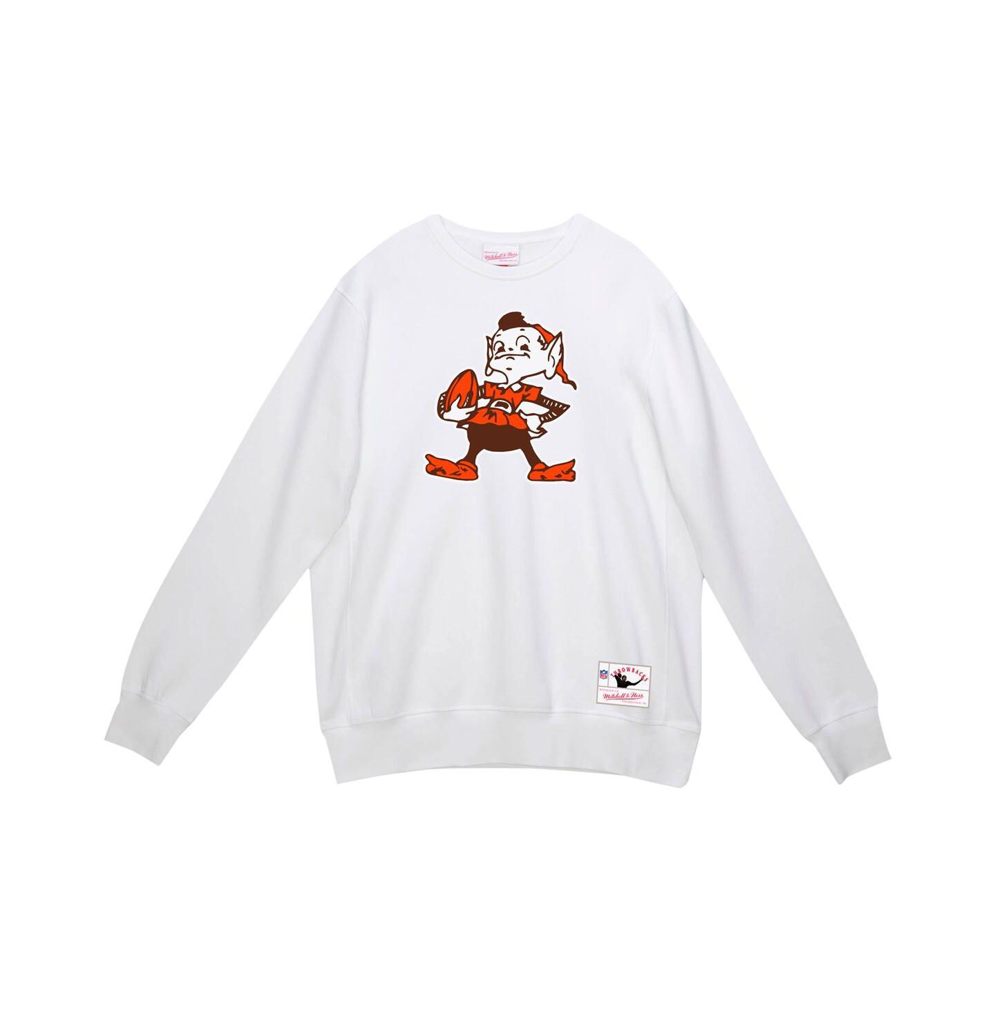 Мужская толстовка Mitchell & Ness White Cleveland Browns Basic Fleece Pullover — фото 3
