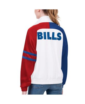 Women's White Buffalo Bills Curve Ball Raglan Full-Zip Track Jacket