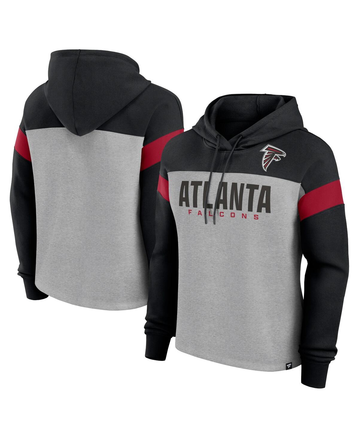 Fanatics Women's Heather Gray/black Atlanta Falcons Bold Play Call Pullover Hoodie In Multi