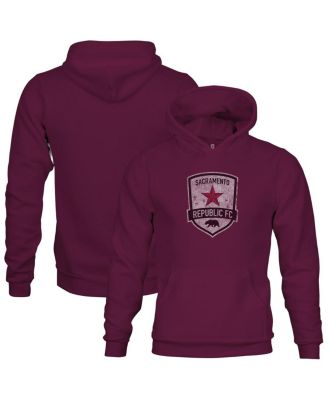 1863FC - Big Boys and Girls Maroon Sacramento Republic FC Color Badge Fleece Pullover Hoodie