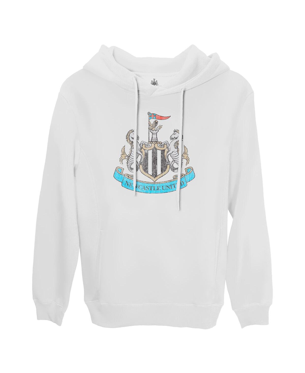 1863fc Men's White Newcastle United Team Badge Fleece Pullover Hoodie In White