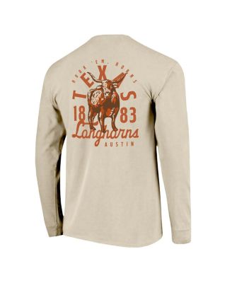 Men's Natural Texas Longhorns Comfort Colors Mascot Overlay Long Sleeve T-Shirt