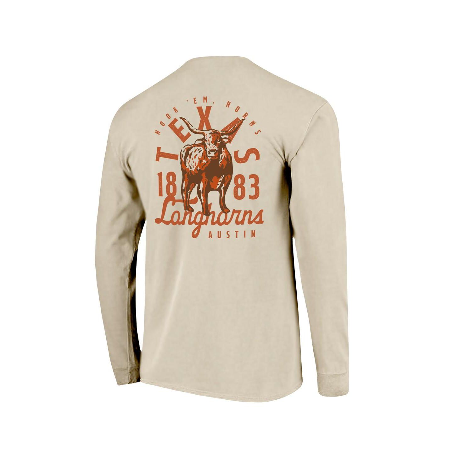 Мужская футболка Image One Natural Texas Longhorns Comfort Colors Mascot Overlay Long Sleeve — фото 2