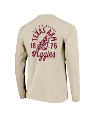 Men's Natural Texas A&M Aggies Comfort Colors Mascot Overlay Long Sleeve T-Shirt