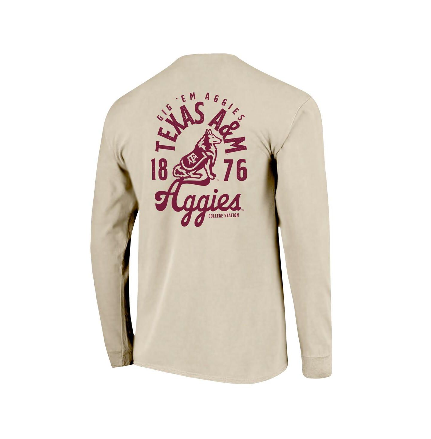 Мужская футболка Image One Natural Texas A&M Aggies Comfort Colors Mascot Overlay Long Sleeve — фото 2